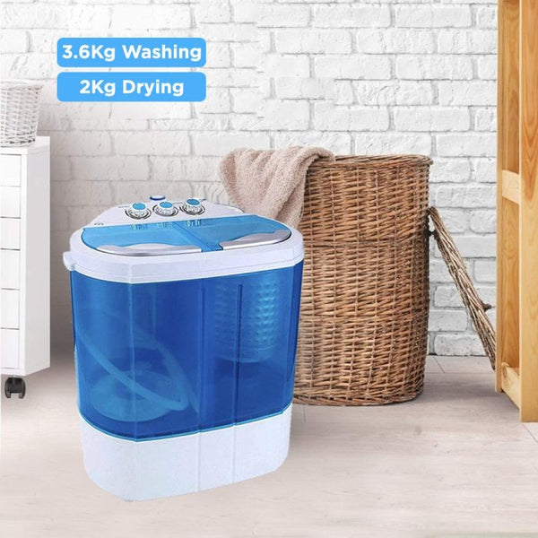 Portable Mini Washing Machine with Spin Drying Basket (3.6KG Washing + 2KG Drying)