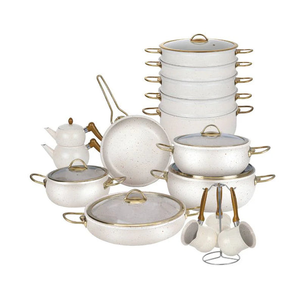 مجموعة أواني الطهي من أوسفي جرانيت 23 قطعة - أبيض