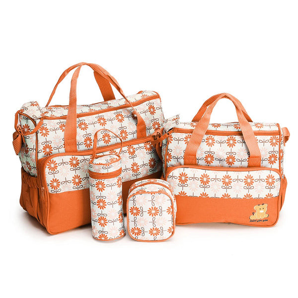Elegant 5 in 1 Baby Diaper Bag- Orange