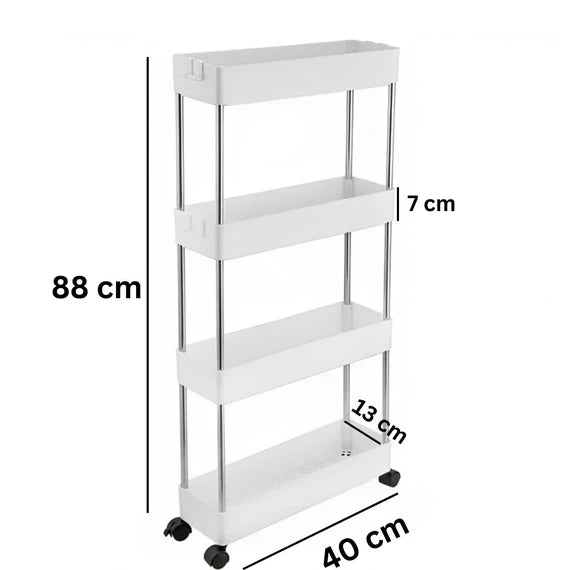 4 Tier Plastic Storage Racks with Wheels