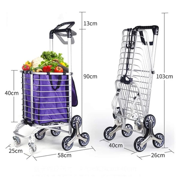 Get Folding Shopping Cart With 8 Wheels Stair Climbing Cart Shopping Trolley