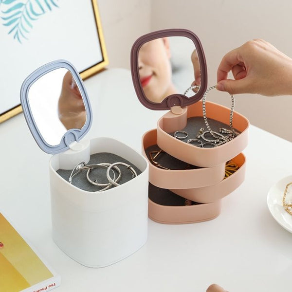 Rotatable Jewelry Box with Mirror